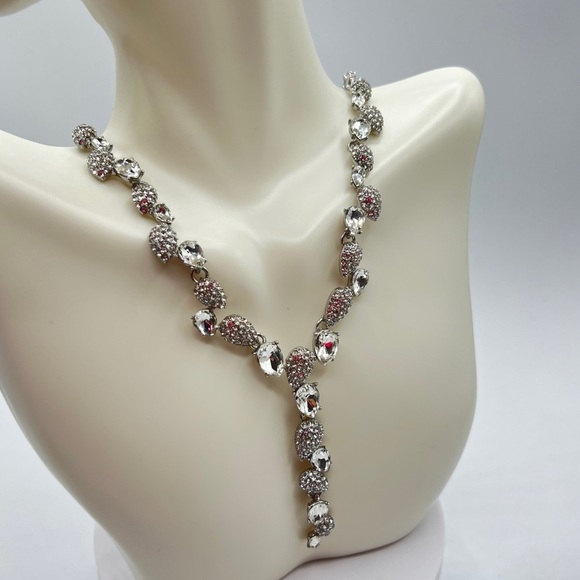 INC Crystal Teardrop Lariat Necklace in Silver-Tone NWT MSRP $55 - Picture 4 of 7